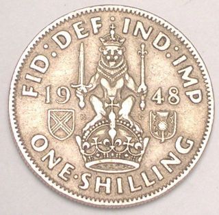1948 Uk Great Britain British One 1 Shilling Lion On Crown Coin Vf, photo