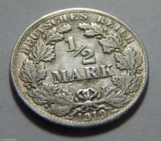 1919d Germany Silver 1/2 Mark Coin - Munich photo