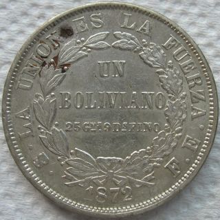 1872 Pts Fe Bolivia 1 Boliviano photo