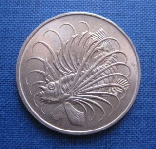 Singapore 50 Cents Lionfish Fish,  1967 First National Coinage - Unc photo