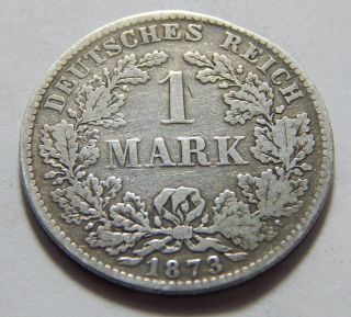 1873 - D Germany 1 Mark Silver Coin -.  1606 Troy Oz Asw - Munich photo