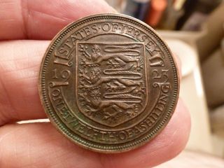 Jersey 1/12 Shilling,  1923 Pointed Shield Divides Date - photo