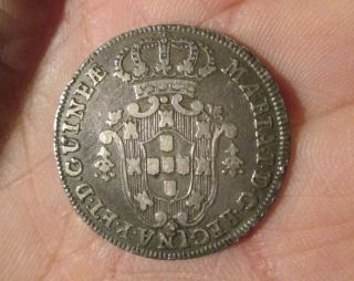 Silver Coin Angola 4 Macutas 1796 Vf/xf photo