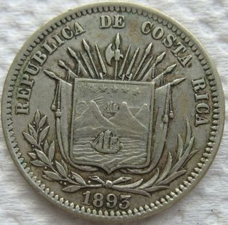 1893 Heaton Costa Rica Silver 25 Centavos photo