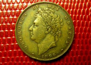 Great Britain Uk 1826 Copper Half Penny Georgius Iv photo