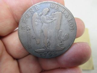 France 1793 5 Livers Silver Coin - King Louis Xvi Scarce, photo