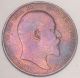 1907 Uk Great Britain British One Penny Edward Vii Coin F,  Toned UK (Great Britain) photo 1