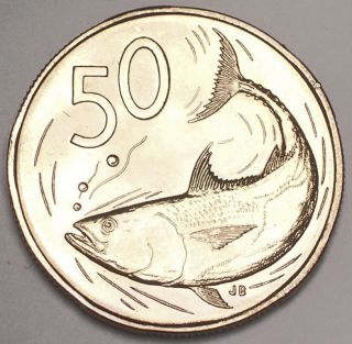 1972 Cook Islands 50 Cents Bonito Fish Coin Proof photo