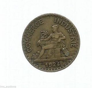 1924 France Europe 50 Centimes Seated Mercury French Aluminum - Bronze Coin Km 884 photo