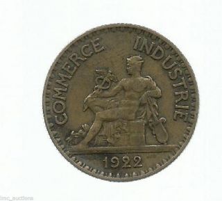 1922 France Europe 2 Francs Seated Mercury French Aluminum - Bronze Coin Km 877 photo