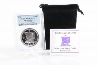 2011 Isle Of Man Noble Pcgs Pr70dcam First Strike, .  999 1oz Silver Proof Nr photo
