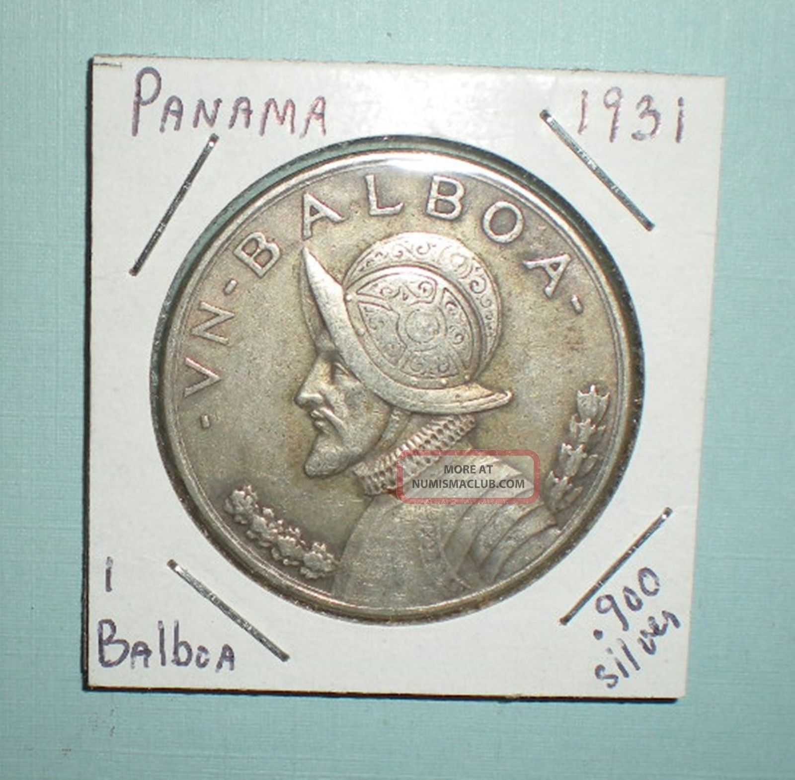 1931 1 Balboa Panama Silver Coin. Low Mintage 200k