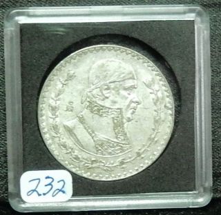1966 Mexican Un Peso Silver Coin Item 232 photo