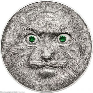 Mongolia 500 Togrog Wildlife Protection - Manul Cat 1 Oz.  999 Silver Coin 2014 photo
