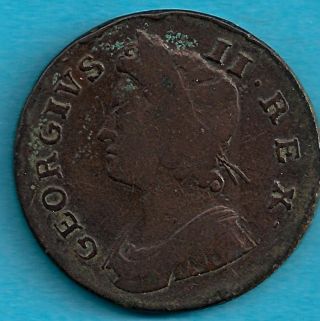 Uk George Ii 1738 1/2 Penny Old Coin Scarce photo