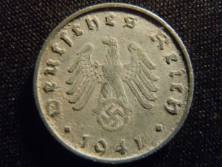 1941 - B - German - Ww2 - 10 - Reichspfennig - Germany - Nazi Coin - Swastika - World - Ab - 2952 - Cent photo
