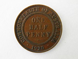 Australia - 1920 - Half Penny - Bronze Coin - George V - Mintage: 4.  11m photo