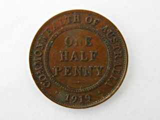 Australia - 1919 - Half Penny - Bronze Coin - George V - Mintage: 3.  32m photo