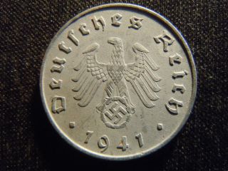 1941 - A - German - Ww2 - 10 - Reichspfennig - Germany - Nazi Coin - Swastika - World - Ab - 2731 - Cent photo