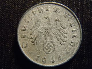 1944 - D - German - Ww2 - 10 - Reichspfennig - Germany - Nazi Coin - Swastika - World - Ab - 2732 - Cent photo
