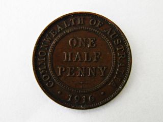 Australia - 1916i - Half Penny - Bronze Coin - George V - Mintage: 3.  60m photo