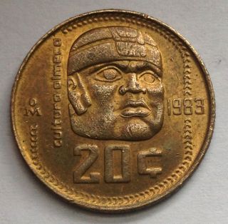 L1 Mexico 20 Centavos,  1983,  Olmec Culture For 1 Coin Only photo