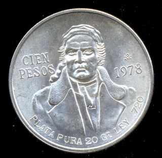 332 - Indalo - Mexico.  Lovely Silver 100 Pesos 1978.  Uncirculated photo