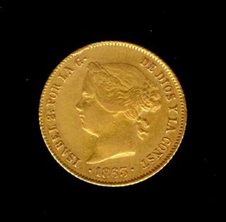 1863 Gold Philippines 4 Pesos Queen Isabel Ii photo
