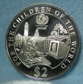 1997 Singapore Save The Children Unicef.  925 Silver World Coin Proof photo
