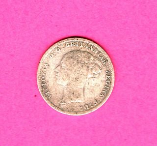 Great Britain 1886 Victoria 925 Sterling Silver 3d Coin Good Grade Yh Bun photo