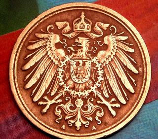 Xx - Rare 1912 - A German Empire Reich 1 Pfennig Copper Germany Coin Antique Ww1 Era photo