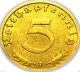 Germany - German 3rd Reich - German 1938f Gold Colored 5 Reichspfennig Coin Ww2 Germany photo 1