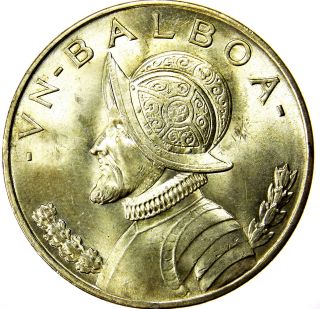 Panama 1 Balboa,  1947,  Lustrous Unc Grade Silver Coin photo