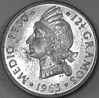 Dominican Republic 1963 Half Peso Commemorative & Last Silver Issue photo