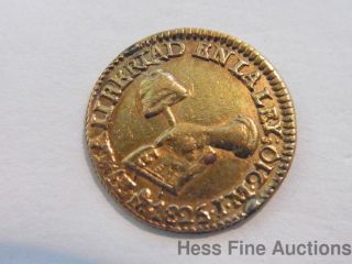 Rare 19c Antique Half Escudo 1825 Republic Of Mexico Gold Liberty Coin photo