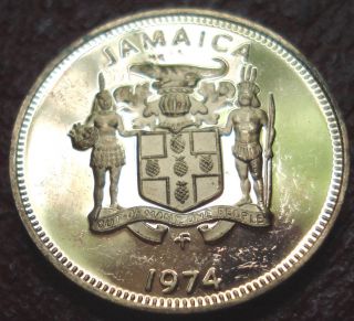 Impaired Proof 1974 Jamaica 1 Cent photo