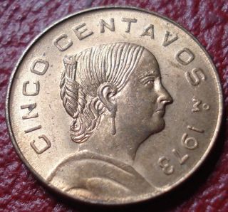 1973 Round Top 3 Mexico 5 Centavos In Uncirculated photo