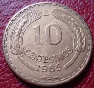 1965 Chile 10 Centesimos In Ef - Au photo
