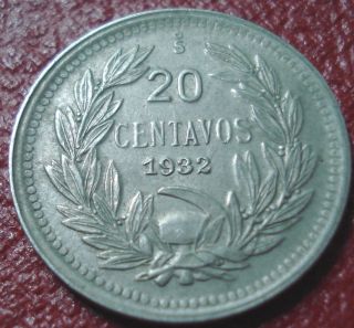 1932 Chile 20 Centavos In Vf photo