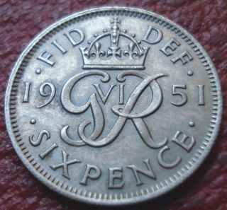 1951 British Six Pence In Ef photo