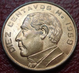1959 Mexico 10 Centavos In Uncirculated photo