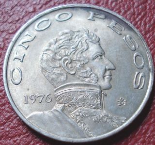 1976 Mexico 5 Pesos In Ef - Au photo