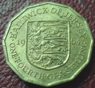 1964 Bailiwick Of Jersey 1/4 Shilling In Au photo