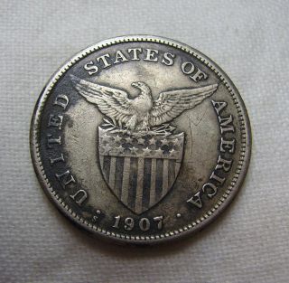 1907 - S Philippine 1 Peso Silver Coin - - - - - - - As Found - - - - - - - - - Devils photo