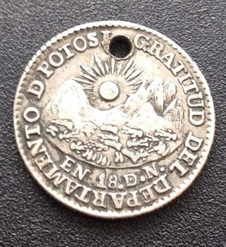 Bolivia Departamento De Potosi Defensores De La Independencia 1 Sol Silver 1841 photo