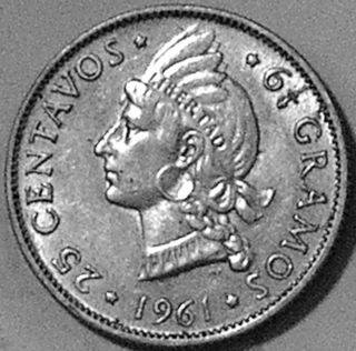 Dominican Republic 1961 Silver 25 Centavos - - - Bargain - - - photo