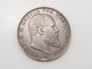 Estate Found 1898 5 Mark Germany Wilhem Ii Württemberg Kingdom Silver Coin photo