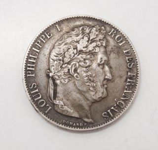Estate Found 1846 King Louis Philippe France 5 Francs French Silver Coin photo