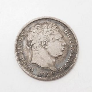 Estate Found 1820 Great Britain Georgian George Iii Silver Shilling Coin photo