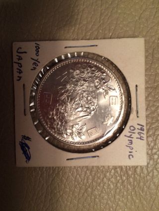 1964 1000 Yen Tokyo Olympics Silver Coin photo